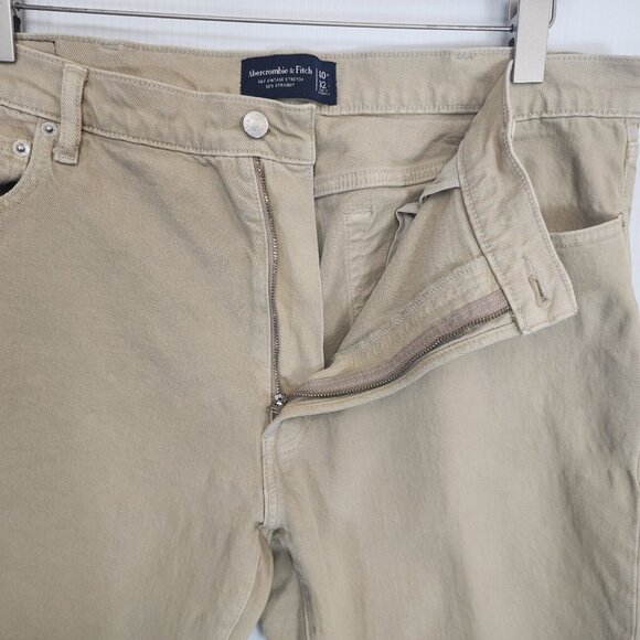 Abercrombie‎ & Fitch Jeans Mens 40x30 Tan Khaki AF Vintage Stretch 90s Straight - Picture 3 of 13